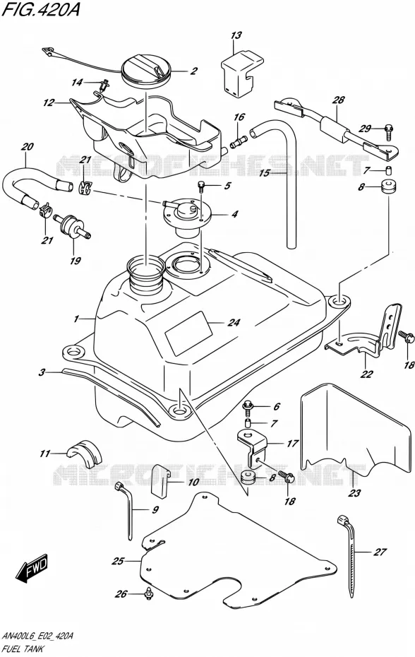 RESERVOIR D'ESSENCE Suzuki SCOOTER 400 BURGMAN 2016  AN400A L6 (E19)
