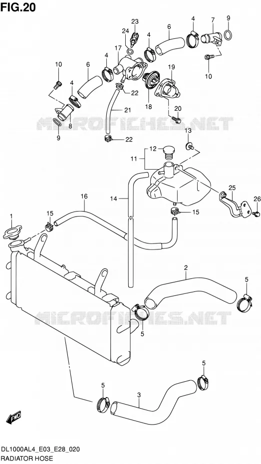 DURITE DE RADIATEUR Suzuki MOTO 1000 V-STROM 2014  DL1000A L4 (E03,E28,E33)
