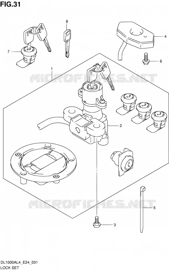KIT SERRURE (FOR PANNIR CASE) Suzuki MOTO 1000 V-STROM 2014  DL1000A L4 (E24)