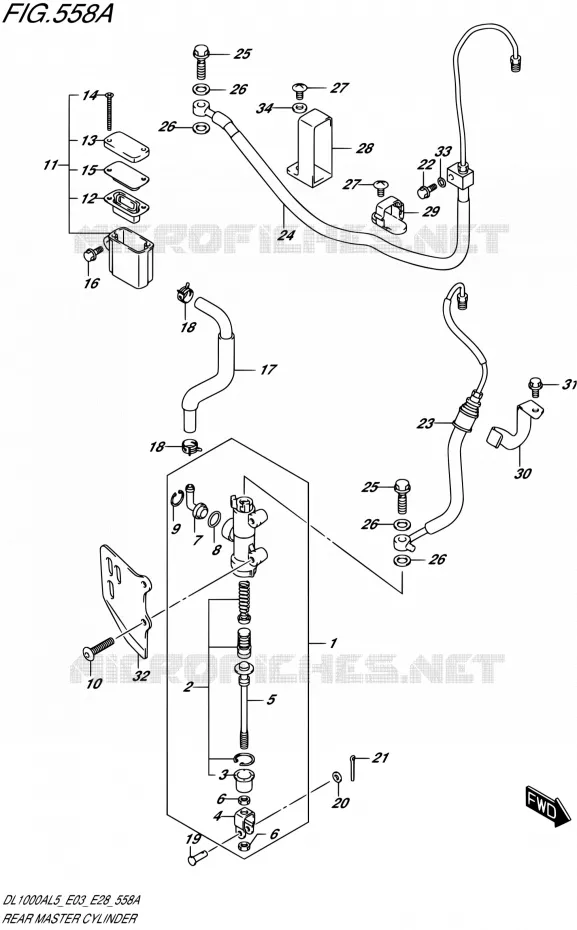 MAITRE CYLINDRE ARRIERE Suzuki MOTO 1000 V-STROM 2015  DL1000A L5 (E03,E28,E33)