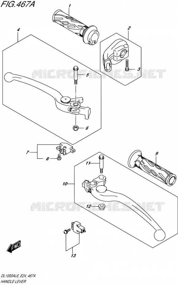 ENSEMBLE LEVIERS - POIGNEES Suzuki MOTO 1000 V-STROM 2016  DL1000A L6 (E24)