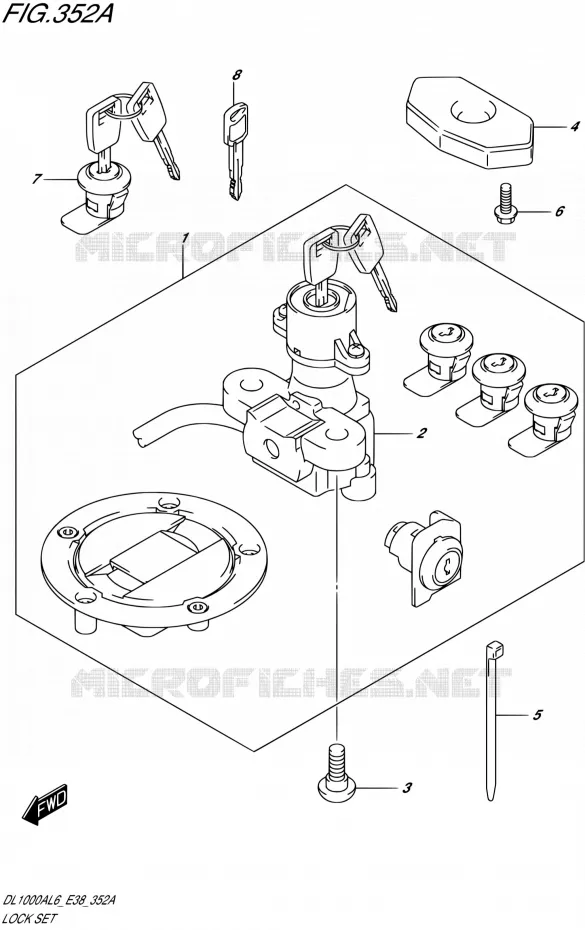 KIT SERRURE (FOR PANNIR CASE) Suzuki MOTO 1000 V-STROM 2016  DL1000A L6 (E38)