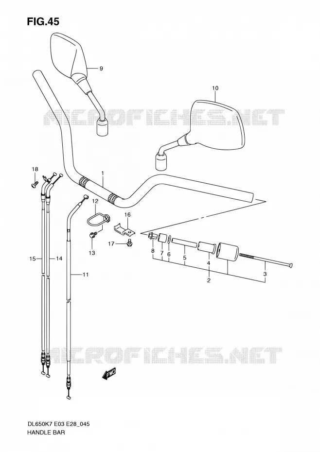 GUIDON Suzuki MOTO 650 V-STROM 2010  DL650A L0 (E03,E28,E33)