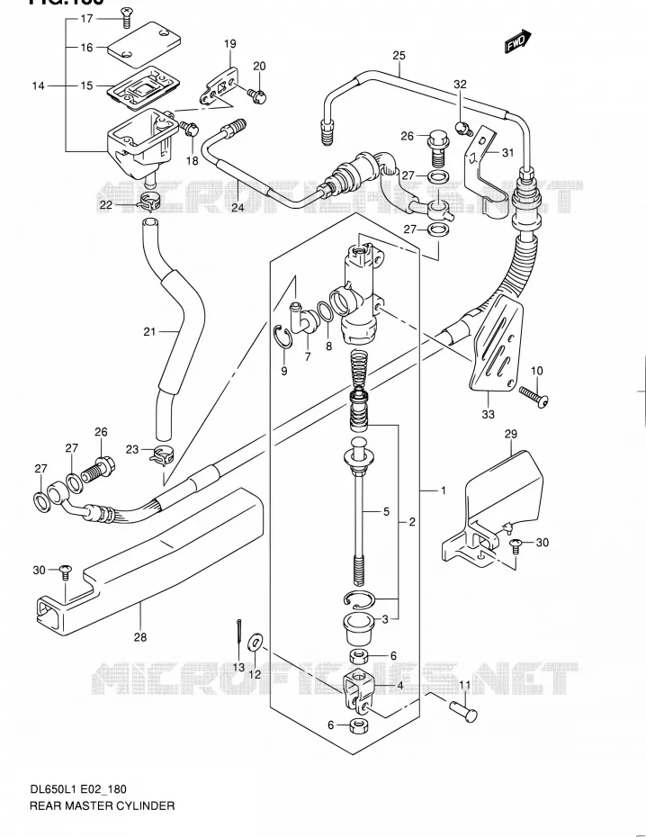 MAITRE CYLINDRE ARRIERE (DL650AL1 E02) Suzuki MOTO 650 V-STROM 2011  DL650A L1 (E02,E19,E24)