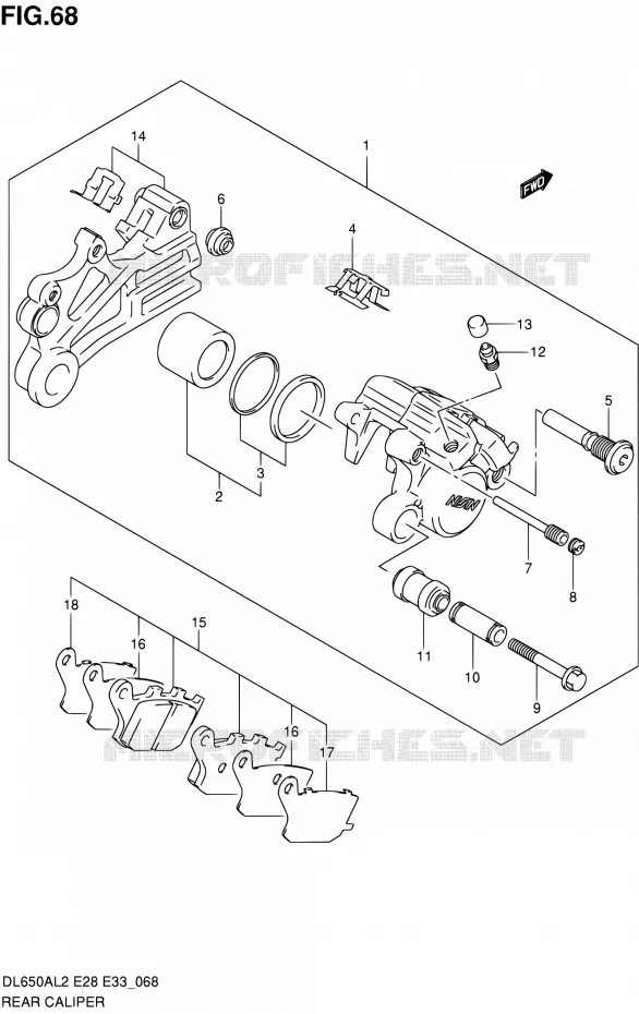 ETRIER DE FREIN ARRIERE Suzuki MOTO 650 V-STROM 2012  DL650A L2 (E03,E28,E33)
