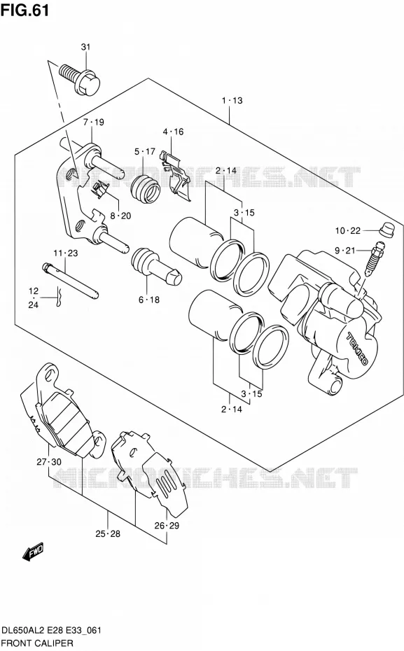 ETRIER DE FREIN AVANT Suzuki MOTO 650 V-STROM 2012  DL650A L2 (E03,E28,E33)