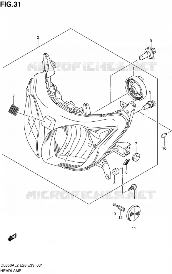 PHARE Suzuki MOTO 650 V-STROM 2012  DL650A L2 (E03,E28,E33)