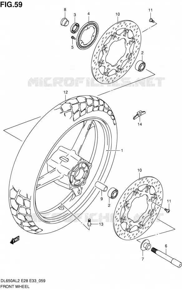 ROUE AVANT Suzuki MOTO 650 V-STROM 2012  DL650A L2 (E03,E28,E33)