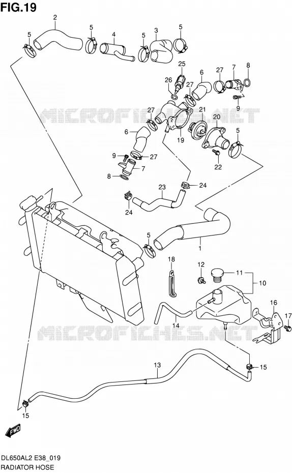 DURITE DE RADIATEUR Suzuki MOTO 650 V-STROM 2012  DL650A L2 (E38)