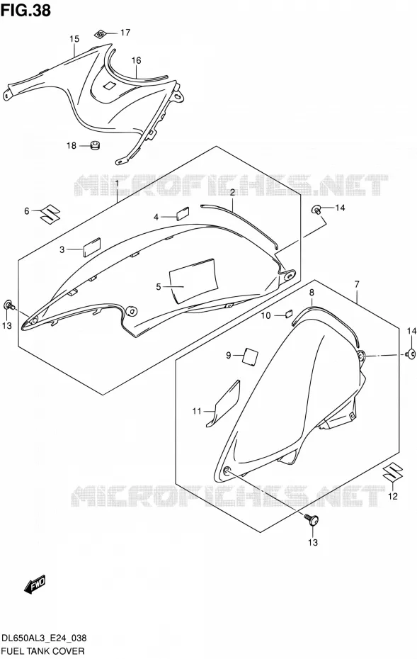 RESERVOIR D'ESSENCE - COUVERCLES Suzuki MOTO 650 V-STROM 2013  DL650A L3 (E24)
