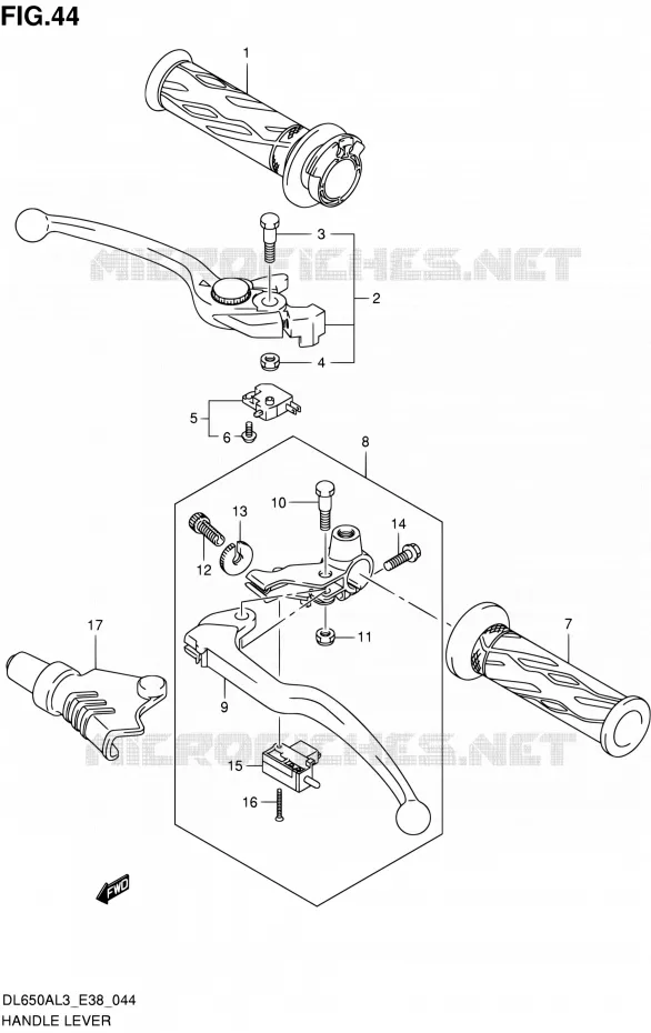 ENSEMBLE LEVIERS - POIGNEES Suzuki MOTO 650 V-STROM 2013  DL650A L3 (E38)