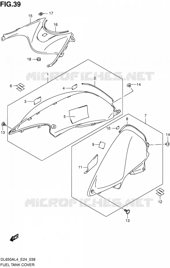 RESERVOIR D'ESSENCE - COUVERCLES Suzuki MOTO 650 V-STROM 2014  DL650A L4 (E24)