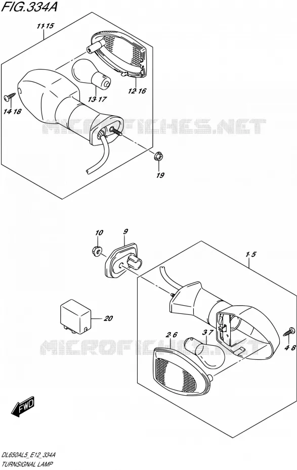 CLIGNOTANTS Suzuki MOTO 650 V-STROM 2015  DL650A L5 (E12)