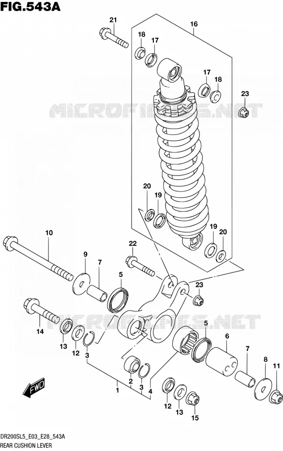 BIELLETTE D'AMORTISSEUR Suzuki MOTO 200 DR 2015  DR200S L5 (E03,E28,E33)