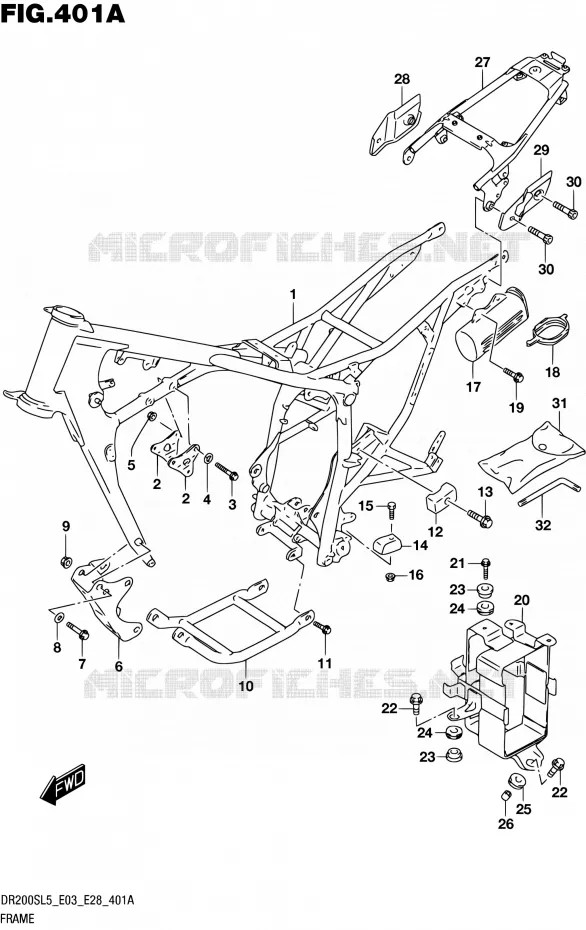 CADRE (DR200SL5 E03) Suzuki MOTO 200 DR 2015  DR200S L5 (E03,E28,E33)