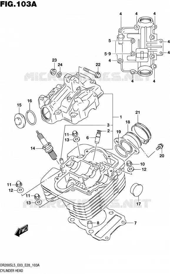 CULASSE Suzuki MOTO 200 DR 2015  DR200S L5 (E03,E28,E33)