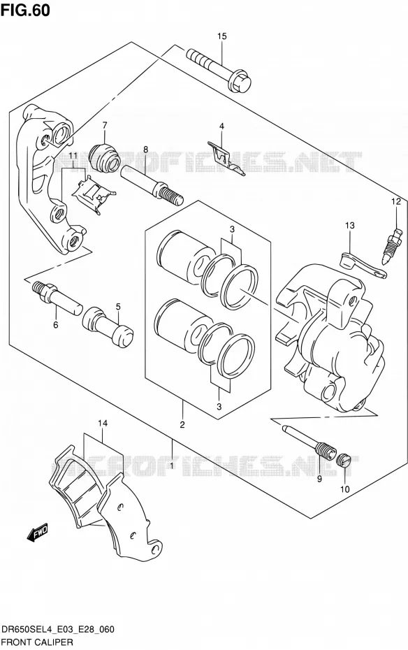ETRIER DE FREIN AVANT Suzuki MOTO 650 DR 2014  DR650SE L4 (E03,E28,E33)