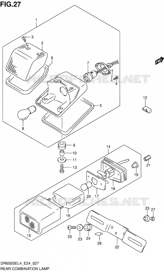 ENSEMBLE FEU ARRIERE Suzuki MOTO 650 DR 2014  DR650SE L4 (E24)