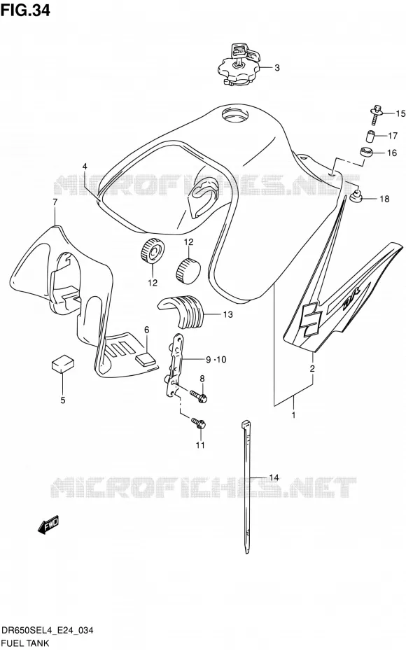 RESERVOIR D'ESSENCE Suzuki MOTO 650 DR 2014  DR650SE L4 (E24)