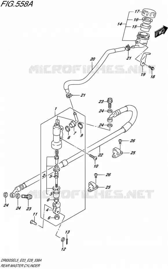 MAITRE CYLINDRE ARRIERE Suzuki MOTO 650 DR 2015  DR650SE L5 (E03,E28,E33)