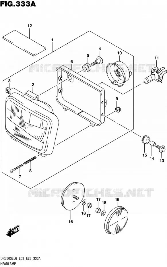 PHARE Suzuki MOTO 650 DR 2016  DR650SE L6 (E03,E28,E33)