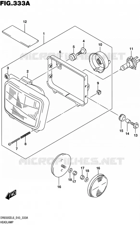 PHARE Suzuki MOTO 650 DR 2016  DR650SE L6 (E43)