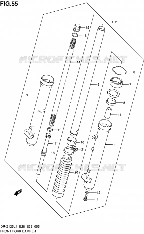 FOURCHE (DR-Z125L4 E33) Suzuki MOTO 125 DR-Z 2014  DR-Z125 L4