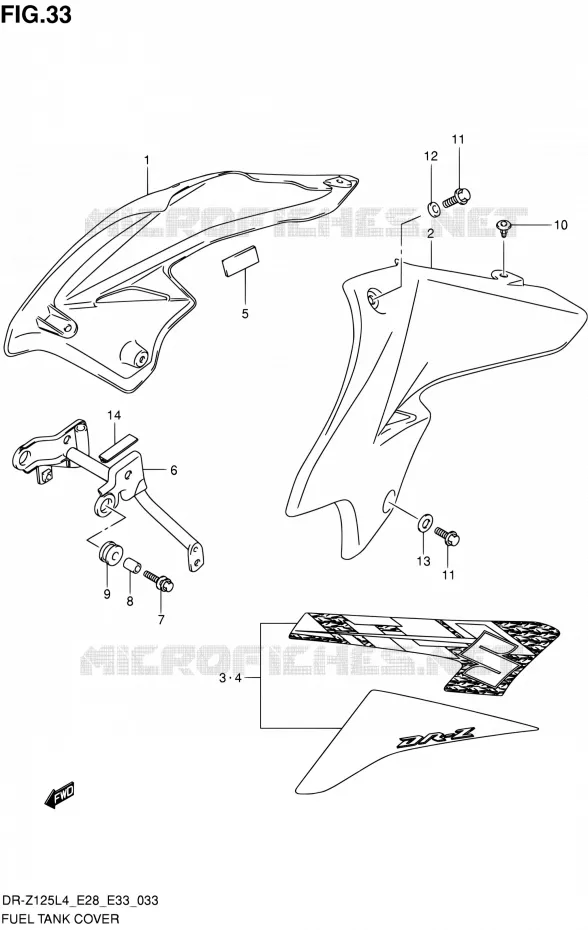 RESERVOIR D'ESSENCE - COUVERCLES Suzuki MOTO 125 DR-Z 2014  DR-Z125 L4