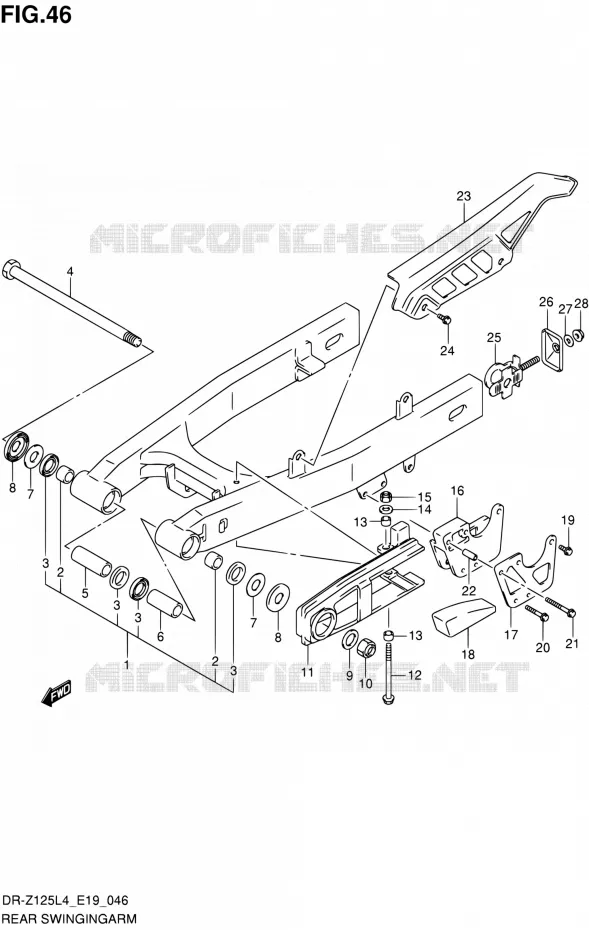 BRAS OSCILLANT ARRIERE (DR-Z125LL4 E19) Suzuki MOTO 125 DR-Z 2015  DR-Z125L L4 (E19)