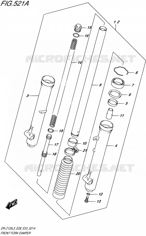 FOURCHE (DR-Z125L5 E28) Suzuki MOTO 125 DR-Z 2015  DR-Z125L L5
