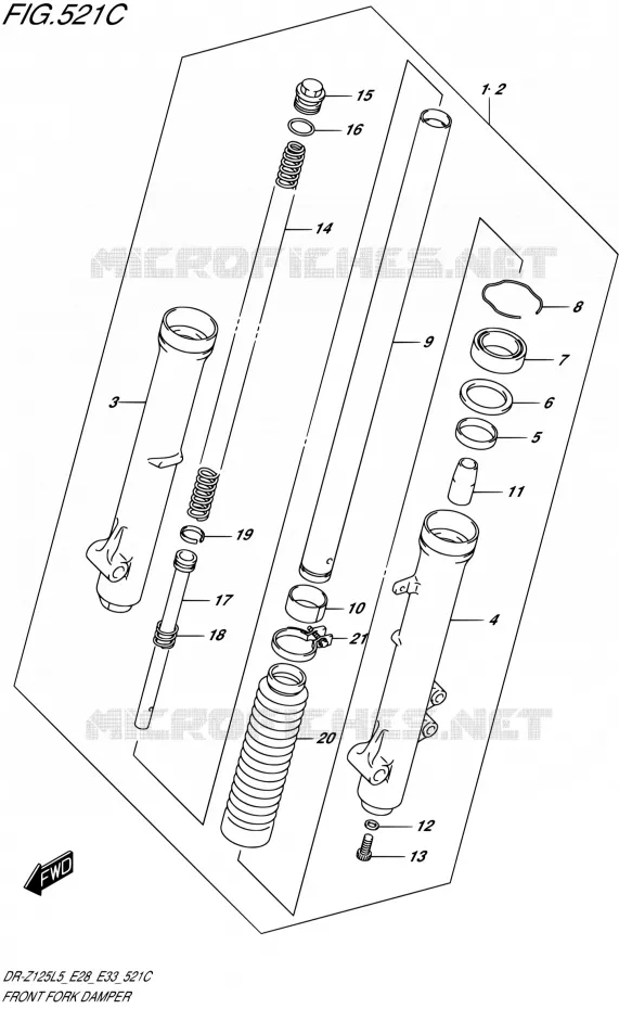 FOURCHE (DR-Z125LL5 E28) Suzuki MOTO 125 DR-Z 2015  DR-Z125L L5