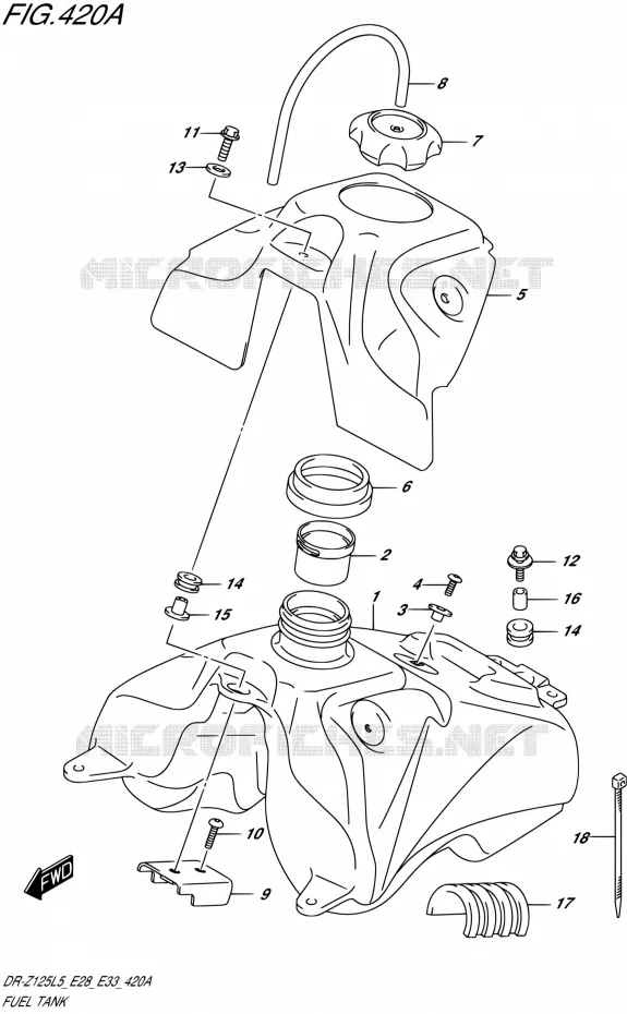 RESERVOIR D'ESSENCE Suzuki MOTO 125 DR-Z 2015  DR-Z125L L5