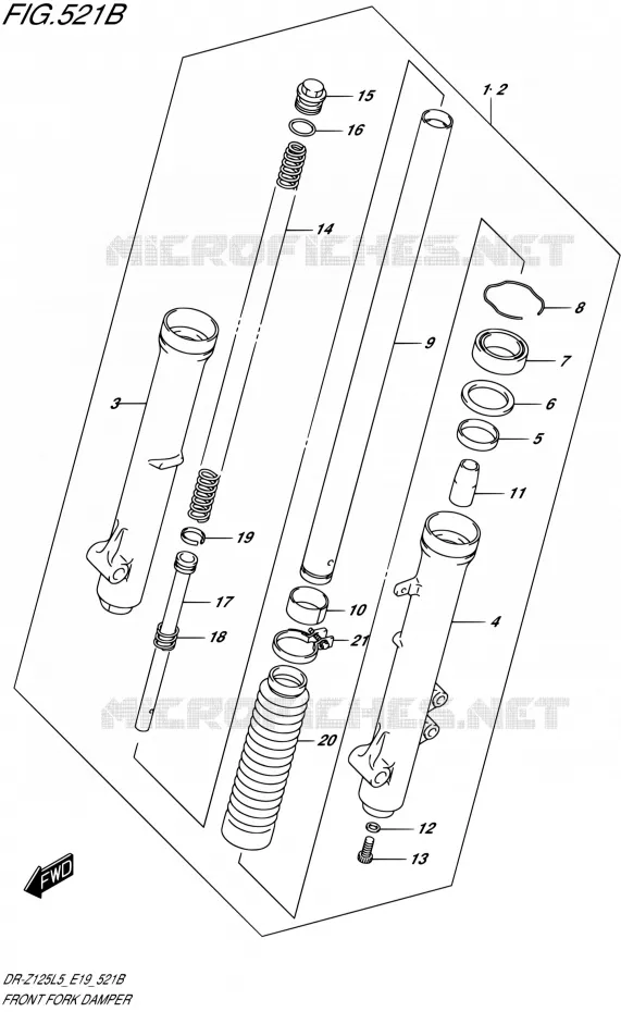 FOURCHE (DR-Z125LL5 E19) Suzuki MOTO 125 DR-Z 2015  DR-Z125L L5 (E19)