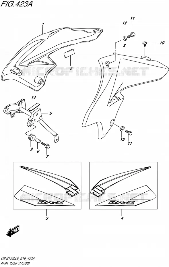 RESERVOIR D'ESSENCE - COUVERCLES Suzuki MOTO 125 DR-Z 2016  DR-Z125L L6 (E19)