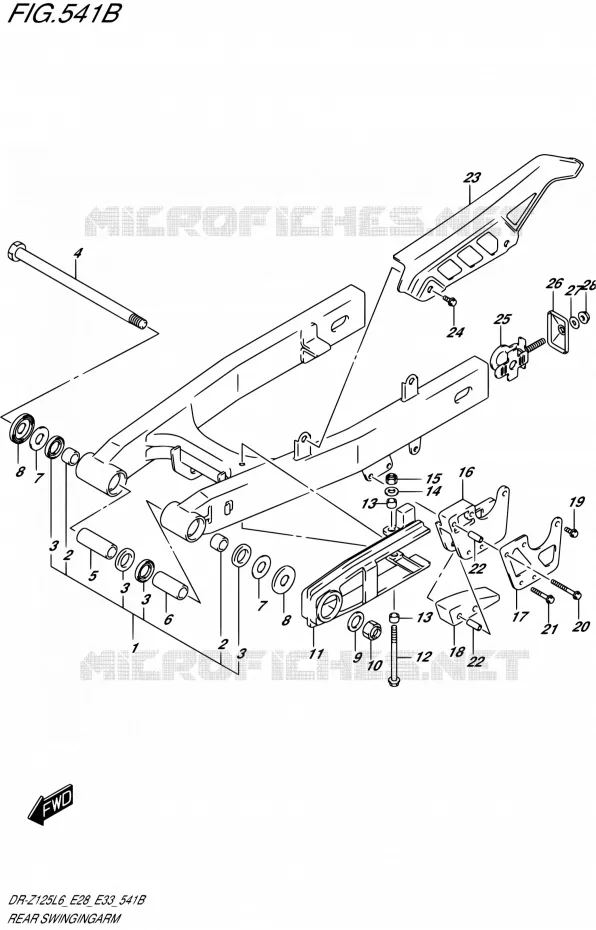 BRAS OSCILLANT ARRIERE (DR-Z125LL6 E28) Suzuki MOTO 125 DR-Z 2016  DR-Z125L L6 (E28,E33)