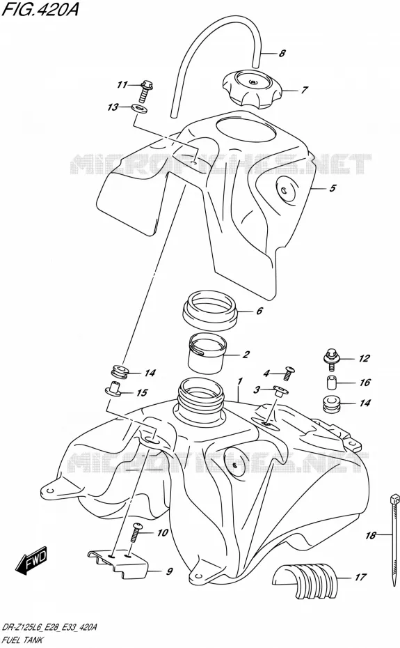RESERVOIR D'ESSENCE Suzuki MOTO 125 DR-Z 2016  DR-Z125L L6 (E28,E33)