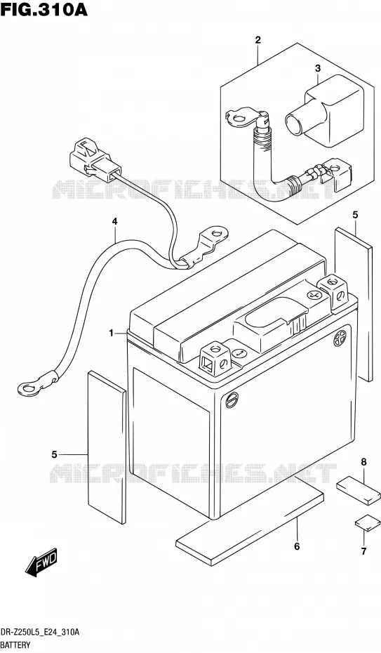 BATTERIE Suzuki MOTO 250 DR-Z 2015  DR-Z250 L5 (E24)