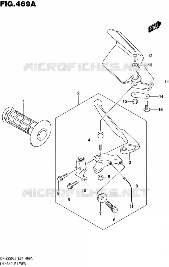 ENSEMBLE LEVIER - POIGNEE GAUCHE Suzuki MOTO 250 DR-Z 2015  DR-Z250 L5 (E24)
