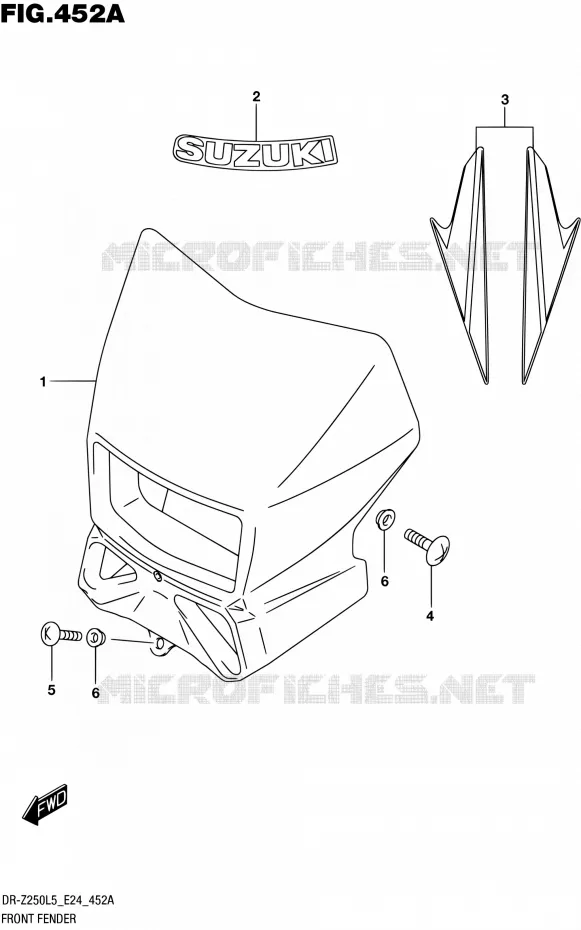 SUPPORT - CARENAGES DE PHARE Suzuki MOTO 250 DR-Z 2015  DR-Z250 L5 (E24)