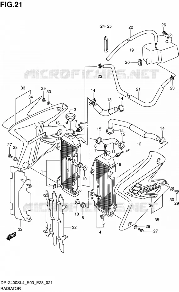 RADIATEUR Suzuki MOTO 400 DR-Z 2014  DR-Z400S L4 (E03,E28,E33)