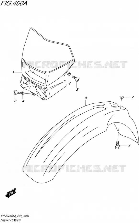 GARDE BOUE AVANT Suzuki MOTO 400 DR-Z 2015  DR-Z400S L5 (E24)