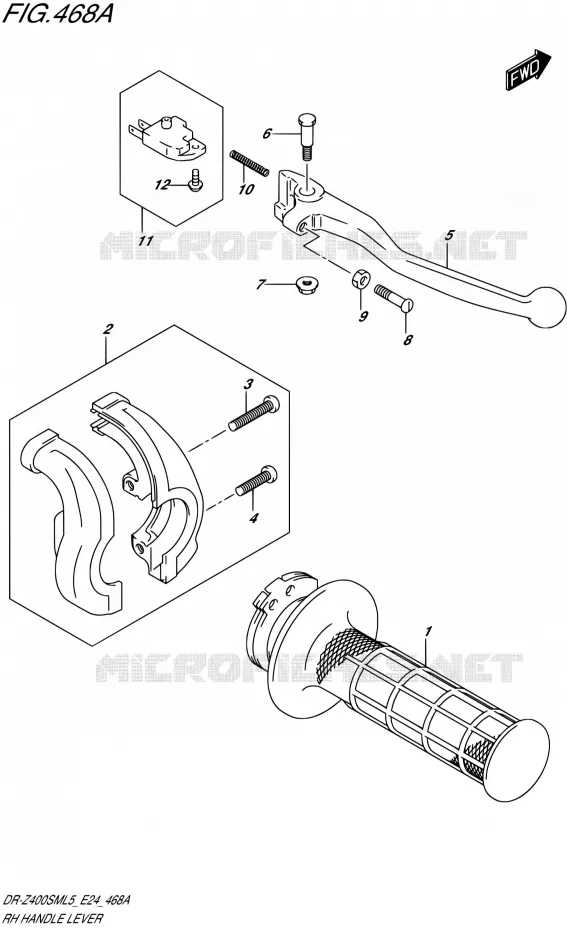 ENSEMBLE LEVIERS - POIGNEES DROIT Suzuki MOTO 400 DR-Z 2015  DR-Z400SM L5 (E24)