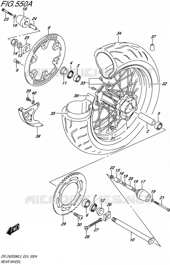 ROUE ARRIERE Suzuki MOTO 400 DR-Z 2015  DR-Z400SM L5 (E24)