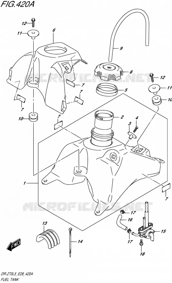 RESERVOIR D'ESSENCE Suzuki MOTO 70 DR-Z 2015  DR-Z70 L5 (E03,E28,E33)