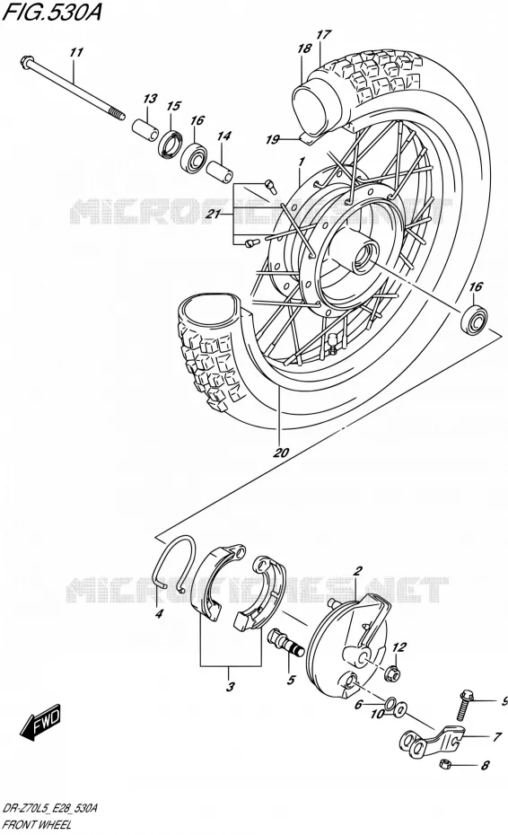 ROUE AVANT Suzuki MOTO 70 DR-Z 2015  DR-Z70 L5 (E03,E28,E33)