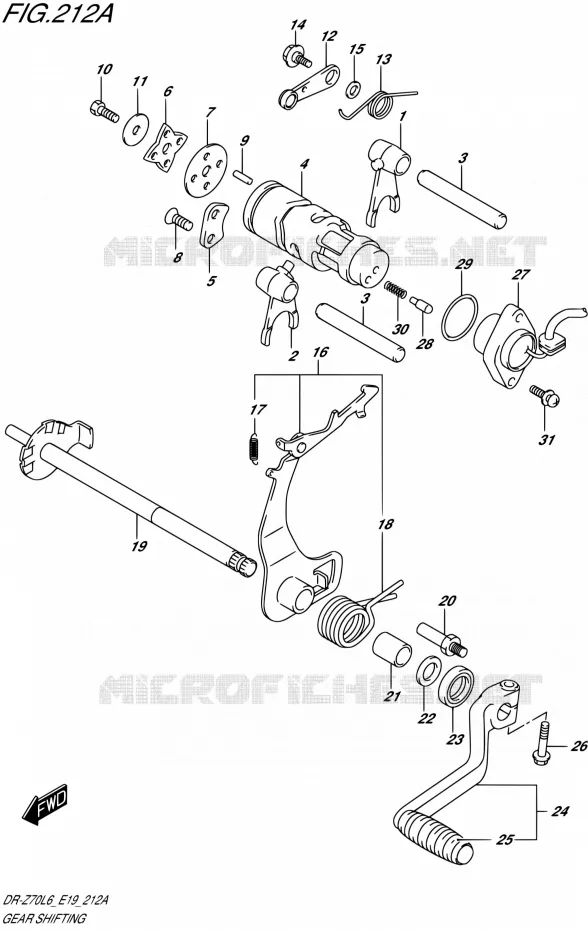 ENSEMBLE SELECTEUR DE VITESSES Suzuki MOTO 70 DR-Z 2016  DR-Z70 L6 (E19)