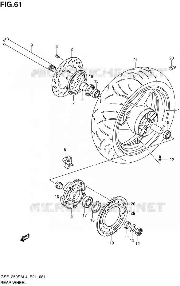 ROUE ARRIERE Suzuki MOTO 1250 BANDIT 2014  GSF1250SA L4 (E21)