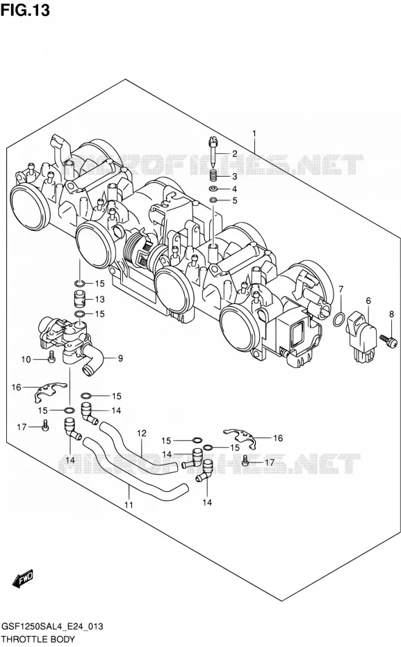 CORPS DE PAPILLON Suzuki MOTO 1250 BANDIT 2014  GSF1250SA L4 (E24)