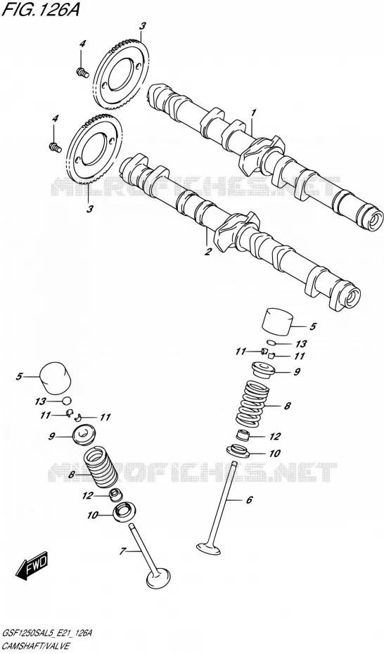 ARBRE A CAMES - VALVE Suzuki MOTO 1250 BANDIT 2015  GSF1250SA L5 (E21)