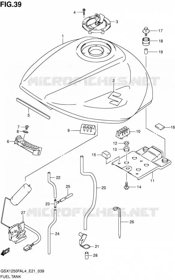 RESERVOIR D'ESSENCE Suzuki MOTO 1250 GSX-F 2014  GSX1250FA L4 (E21)